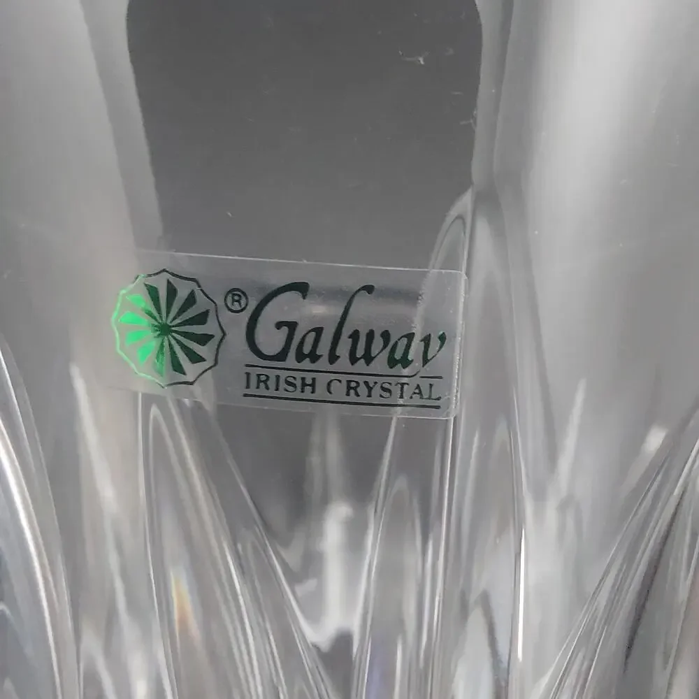 Galway Irish Crystal Vase Longford Pattern Hand Cut 24% Lead Hourglass Flared 8